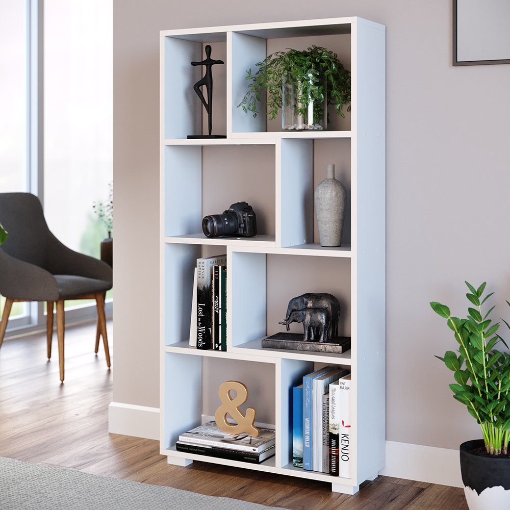 Vicco Raumteiler Bücherregal Standregal DOMUS 8 Fächer Weiß