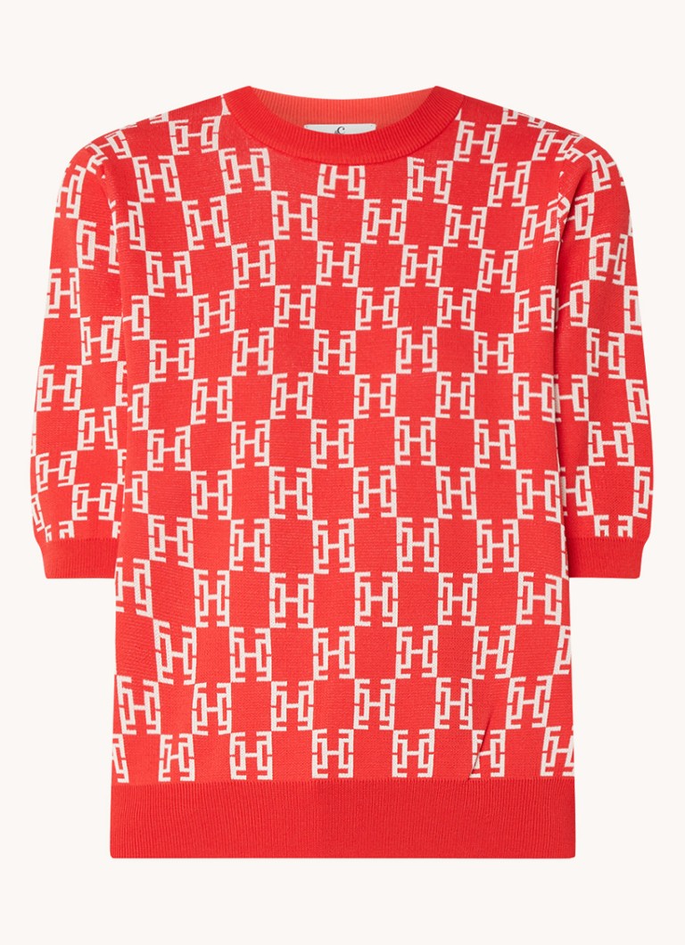 Fifth House Adela fine knit top with logo print