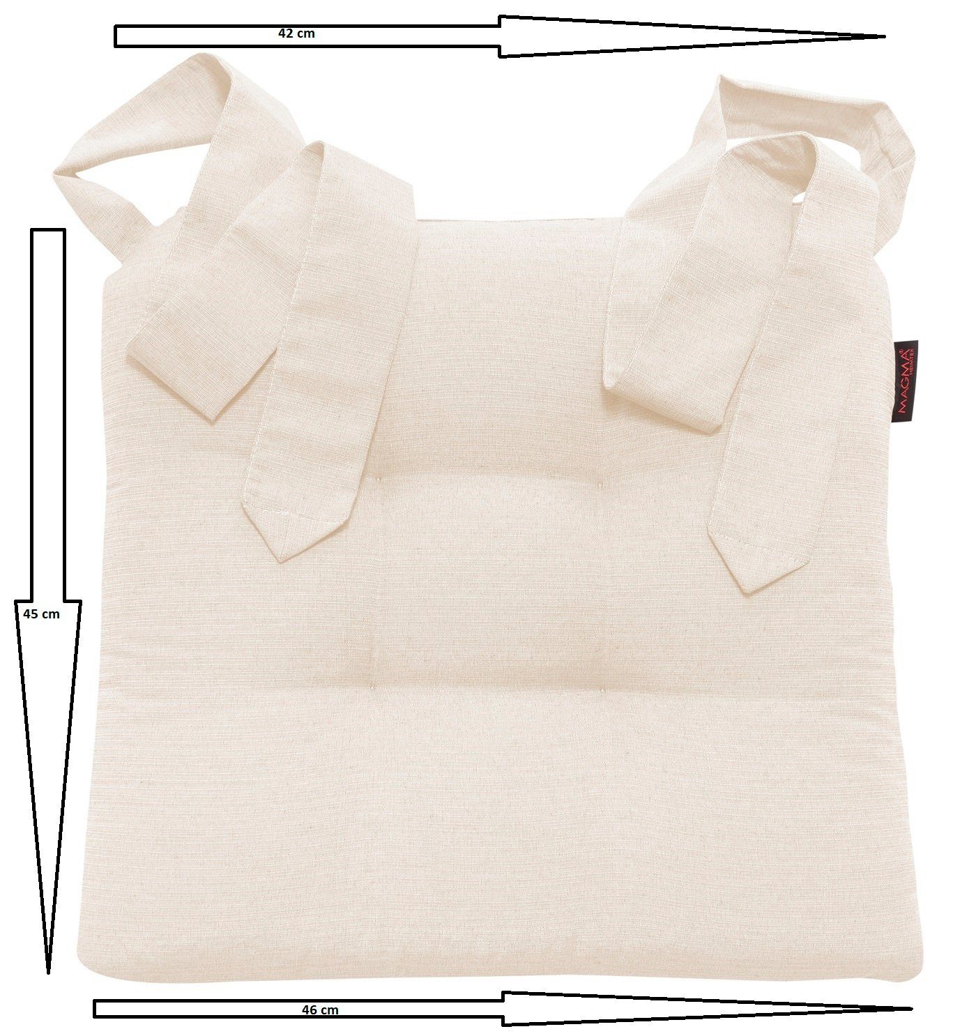 Magma Heimtex Sitzkissen Fino Schleifenband Stuhlauflage Rattanstühle extra dick 2er Set, Schlaufenband