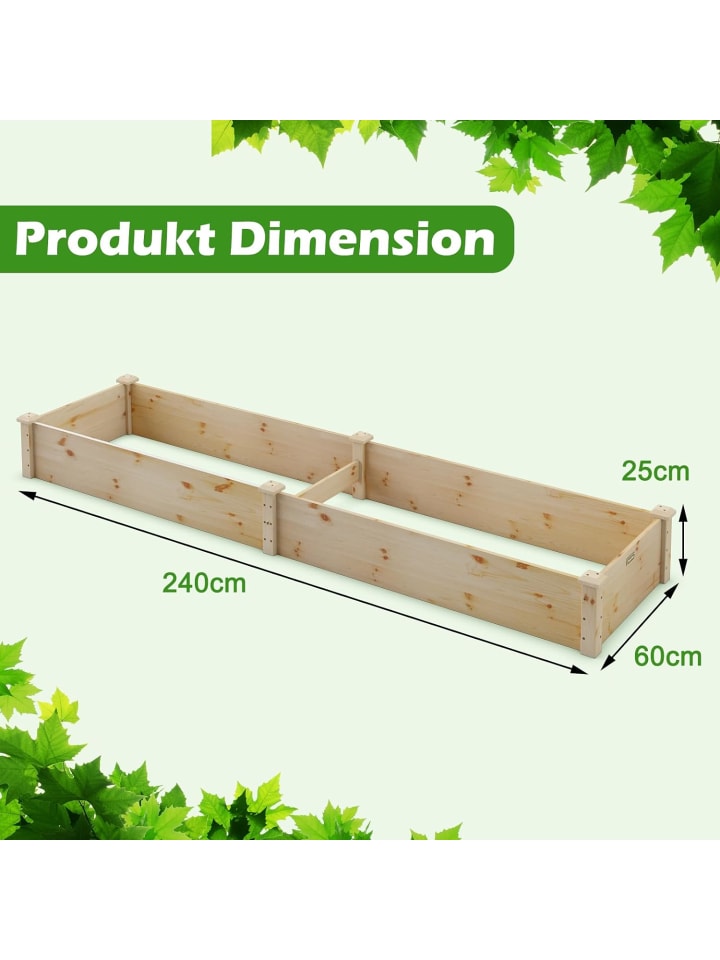 COSTWAY Pflanzkasten 240x60x25cm in Beige günstig kaufen onesize