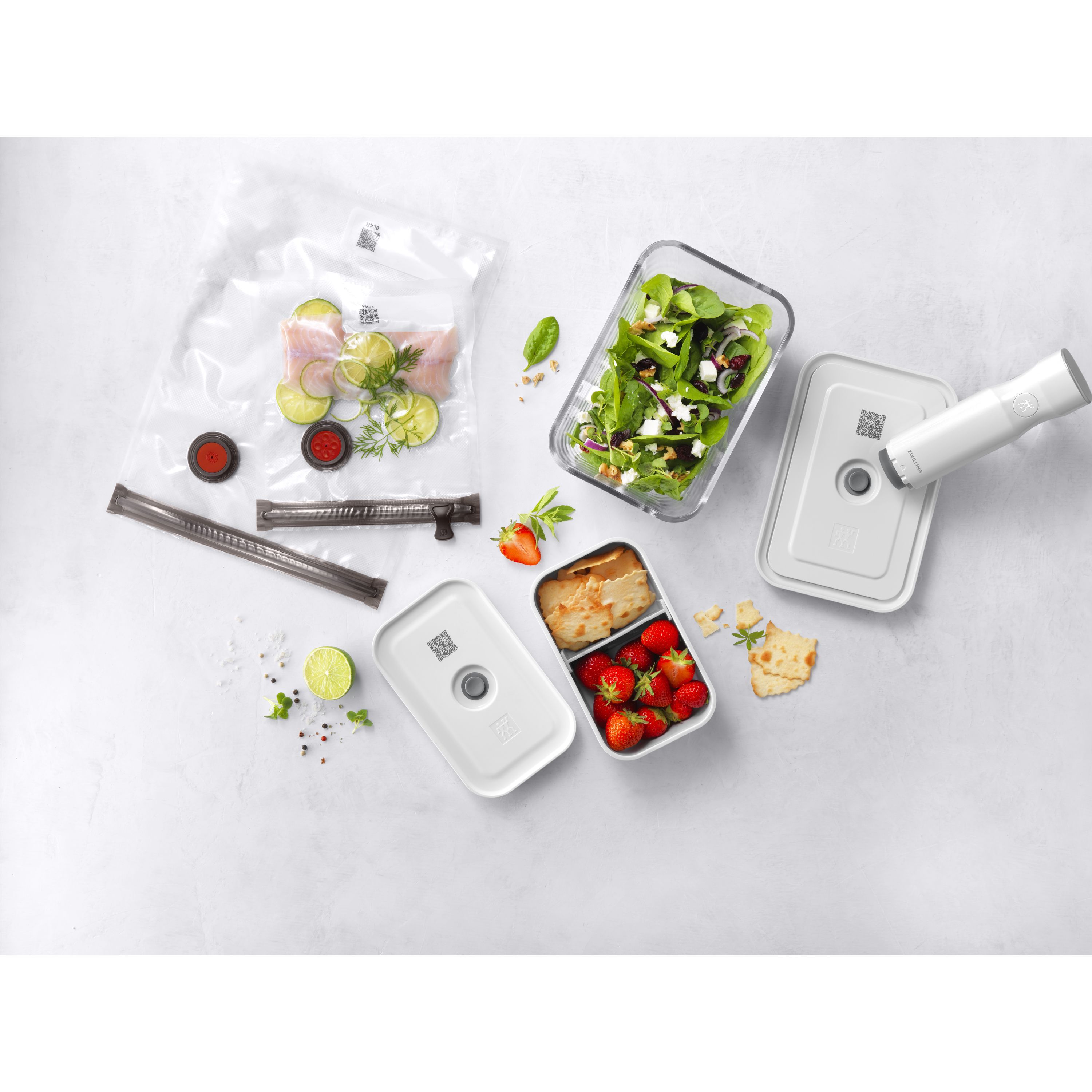 Vakuum Starterset, Mix / Glas L/Lunchbox M, 7-tlg, Weiß