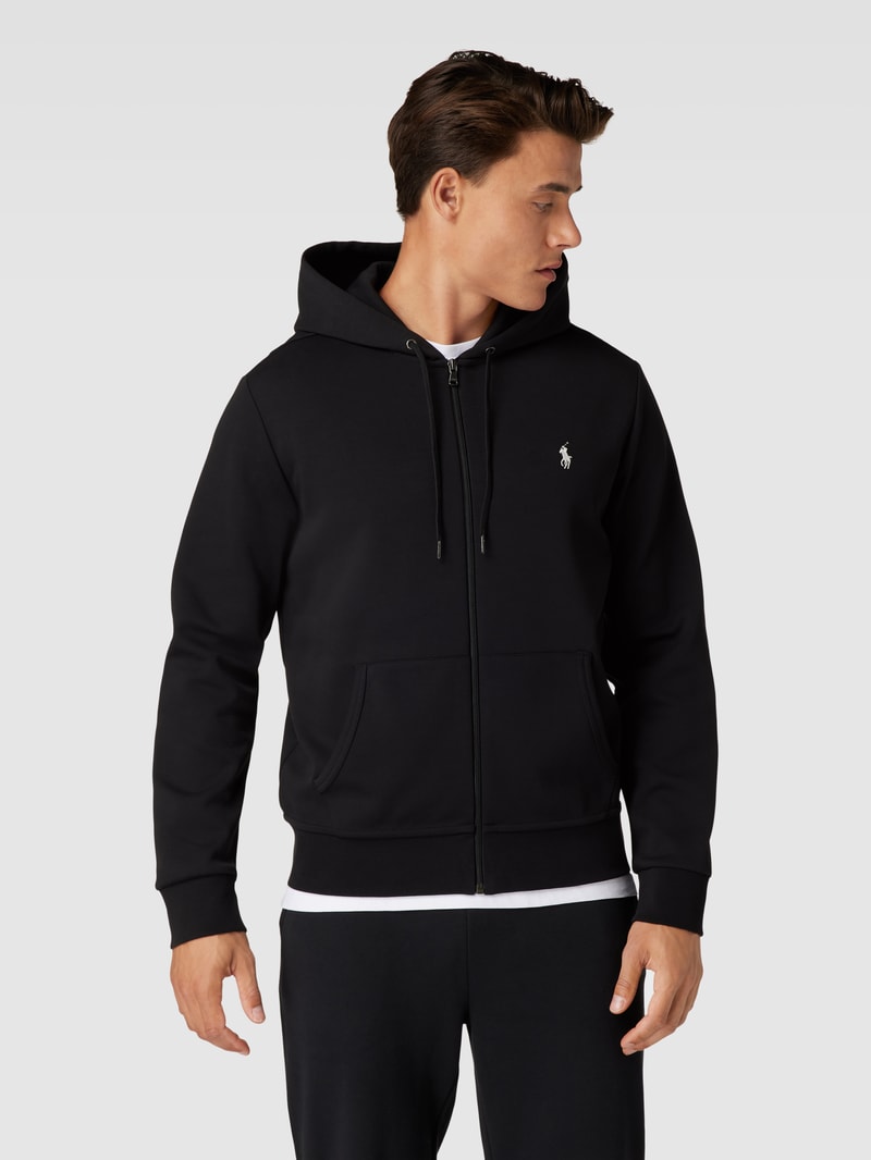 Sweatjacke mit Label-Stitching in schwarz