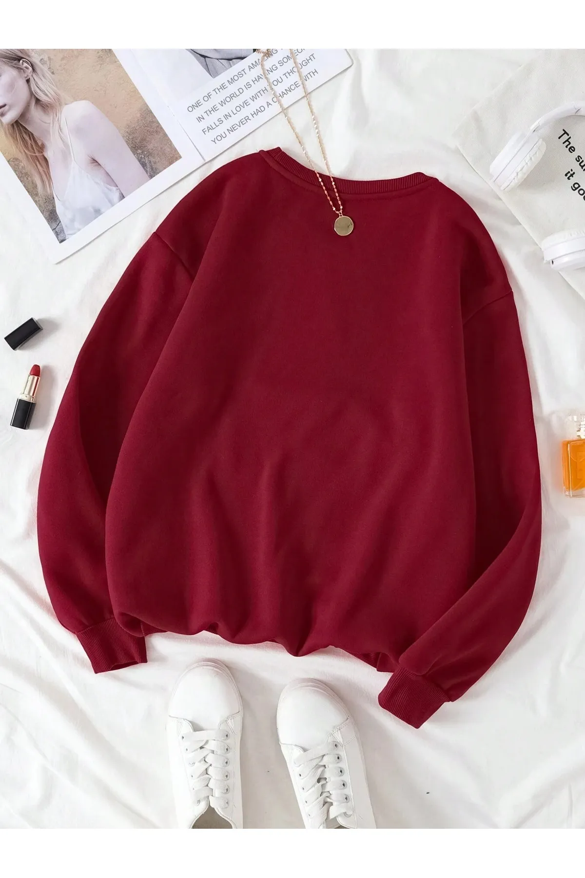 Know  Damen-Sweatshirt mit Rundhalsausschnitt in Claret Red