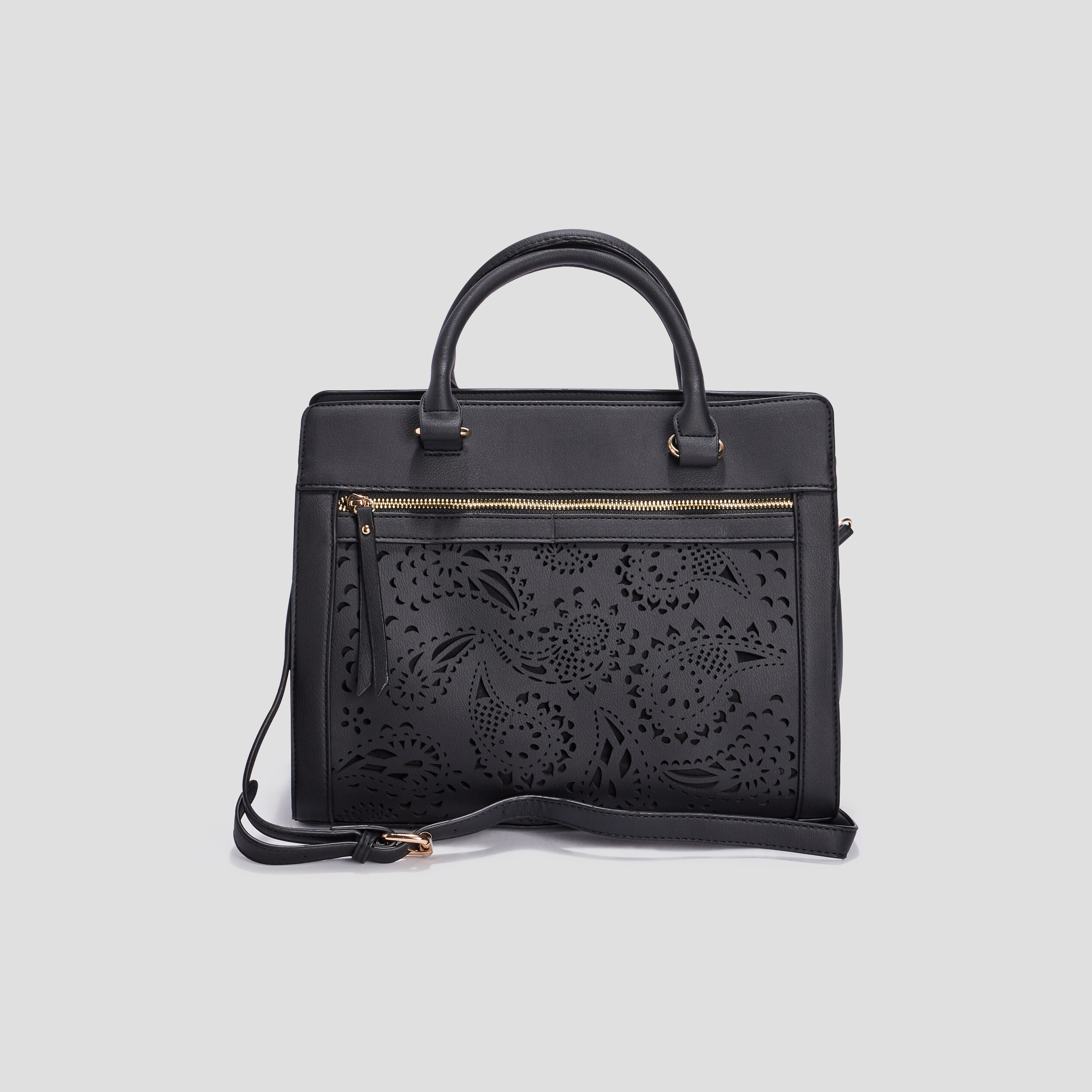 Sac rectangulaire ajouré noir femme | La Halle