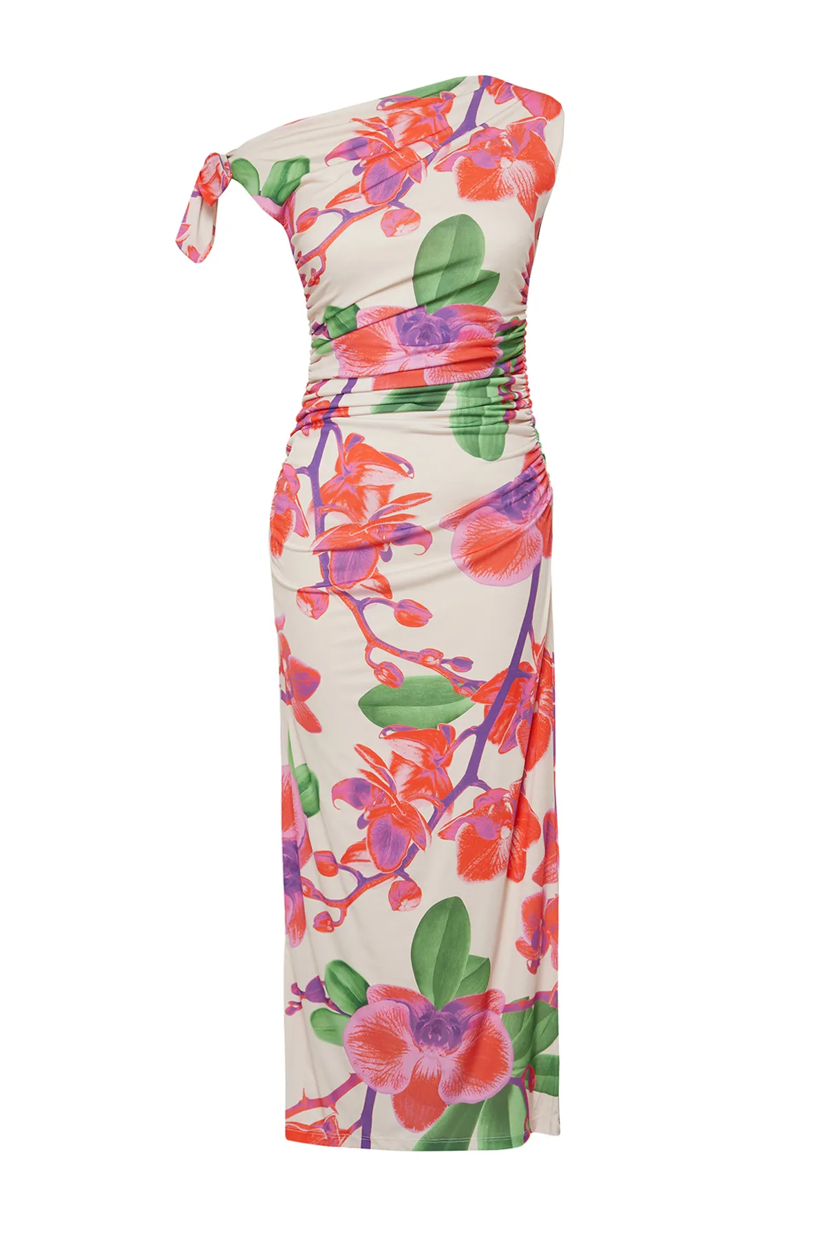 Trendyol Collection  Limited Edition – Mehrfarbiges, dehnbares Maxi-Bleistiftkleid aus Strick mit Blumenmuster TWOSS24EL00563