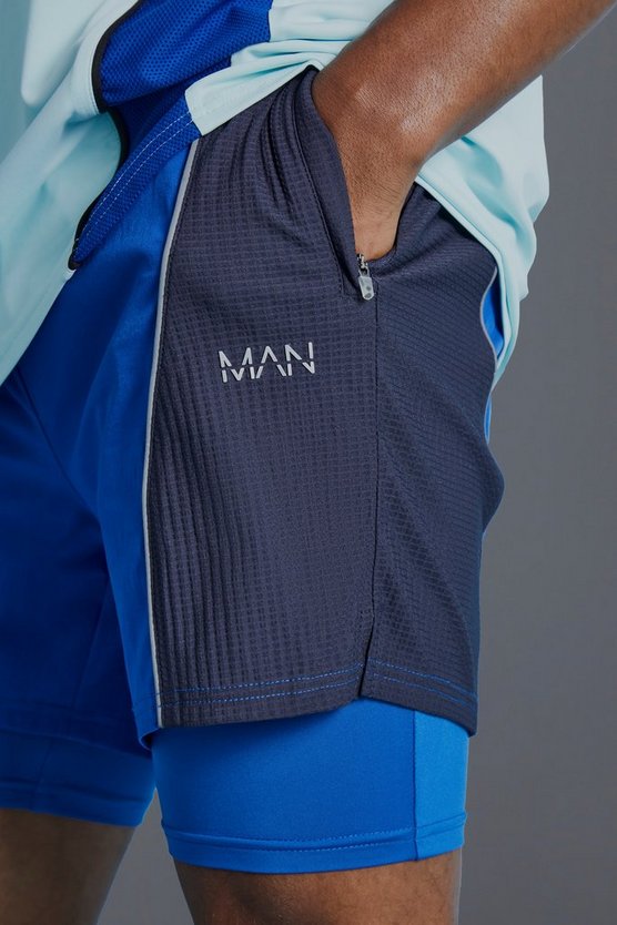 Man Active 2-in-1 Shorts mit Mesh-Einsatz