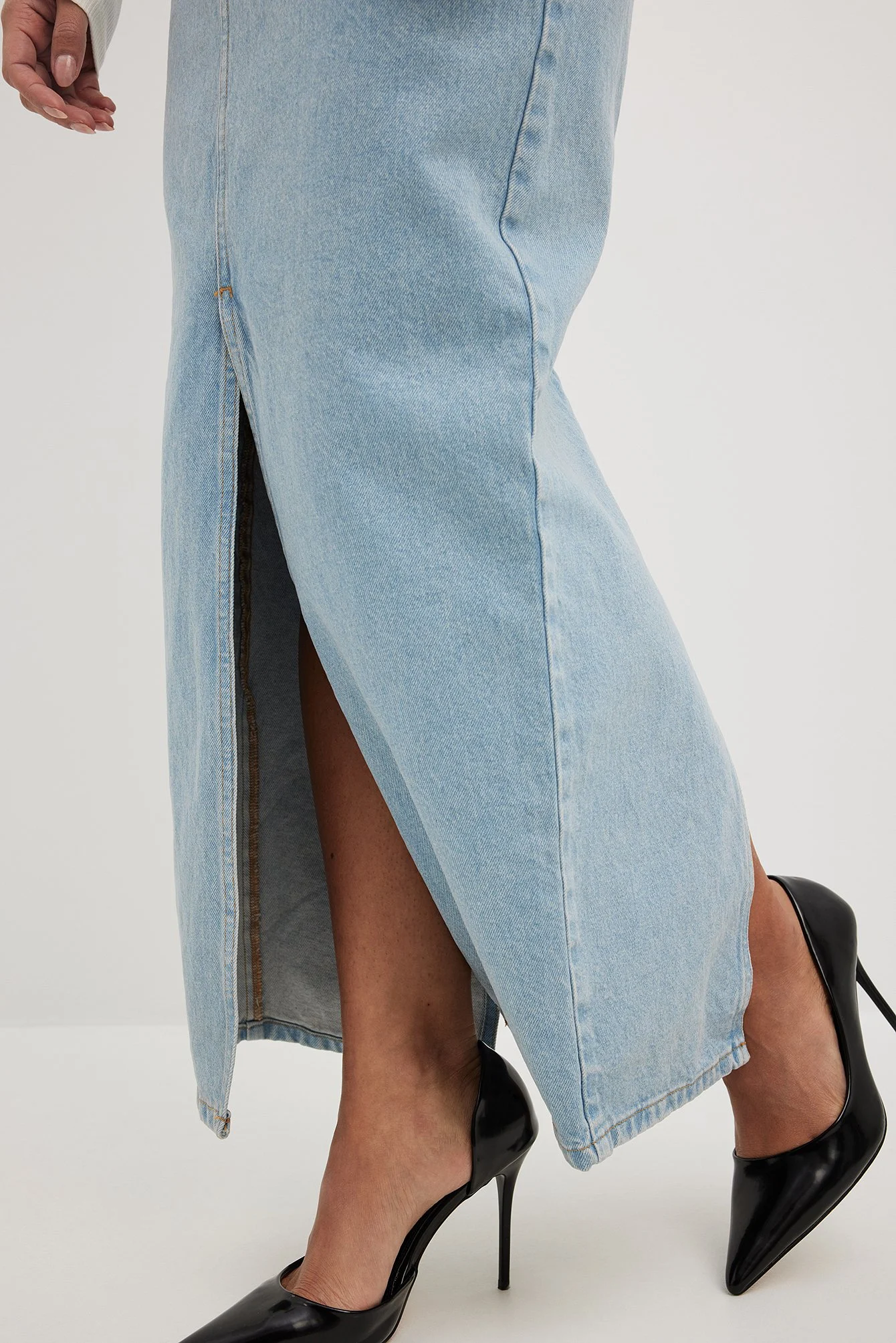 Jeans-Maxirock mit Schlitzdetail
