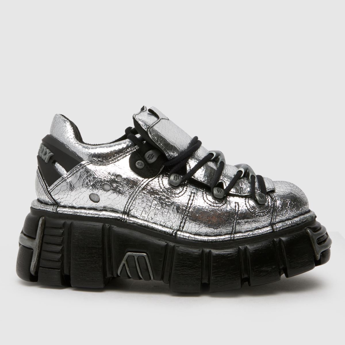 NEW ROCK – Klassiska metallic låga platta skor i svart med flerfärgad färg