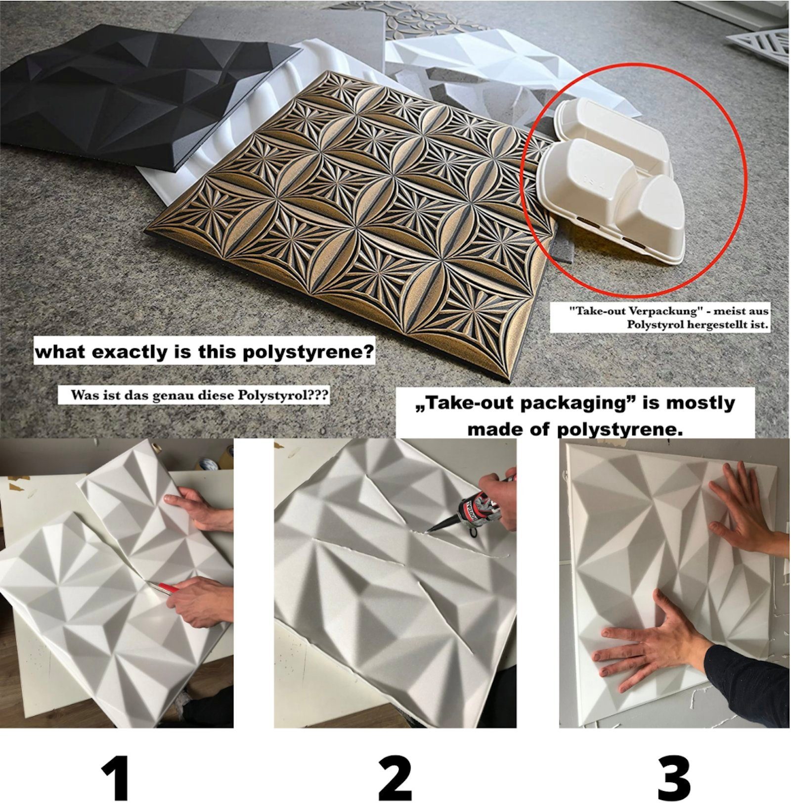 IKHEMalarka 3D Wandpaneel Big Wave Deckenpaneele Polystyrol XPS, BxL: 50,00x100,00 cm, 4,00 qm, (4m² - 8 Stück, 4m² - 8 Stück) Material ist Stoßempfindlich = zerbrechlich!