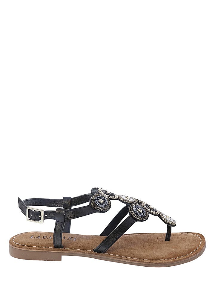Lazamani Leder-Sandalen in Schwarz günstig kaufen 40