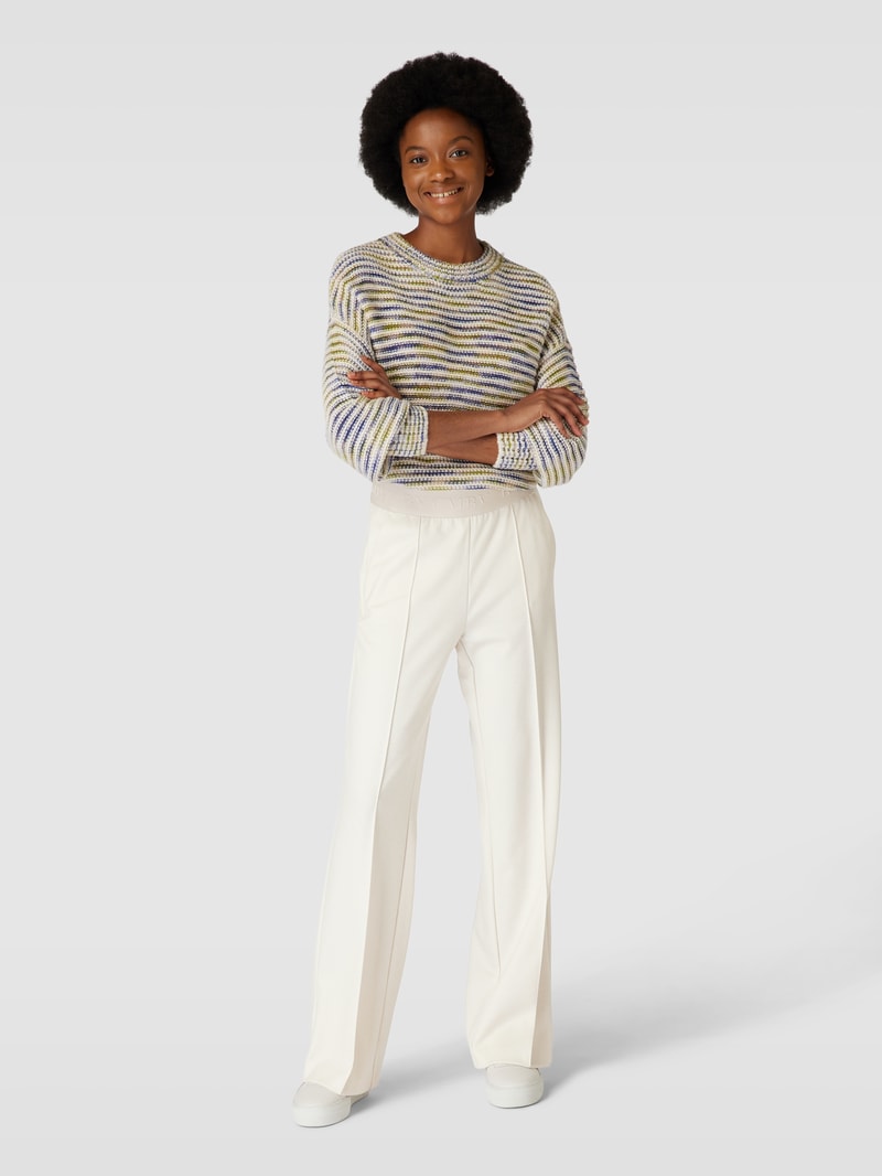 Stoffhose mit Logo-Bund in offwhite
