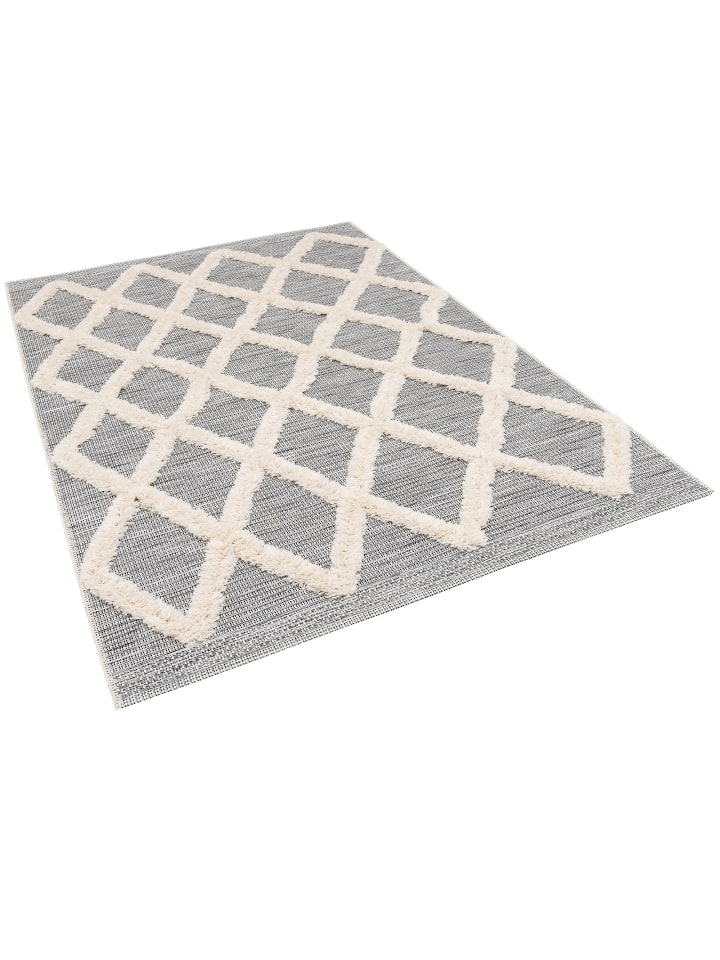 Pergamon In & Outdoor Teppich Shaggy Juist Rauten in Grijs günstig kaufen