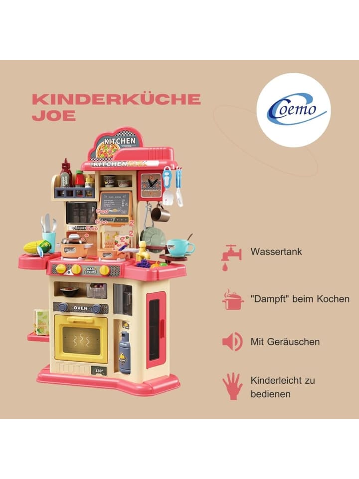 Coemo Kinderküche Joe Spielküche mit viel Zubehör in Rot günstig kaufen onesize