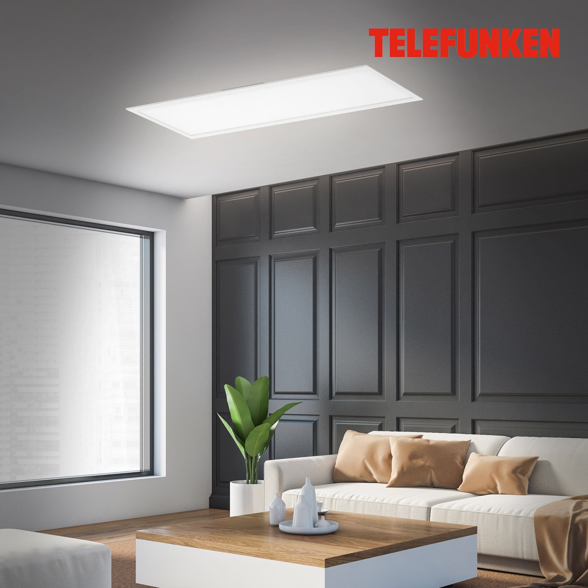 Telefunken LED Panel 308906TF, LED fest integriert, Neutralweiß, 4000K, Deckenlampe, Deckenleuchte, mit Bewegungssensor, mit Bewegungsmelder, mit Dämmerungssensor, Empfindlichkeit einstellbar, Leuchtdauer einstellbar, Radius von Sensor einstellbar