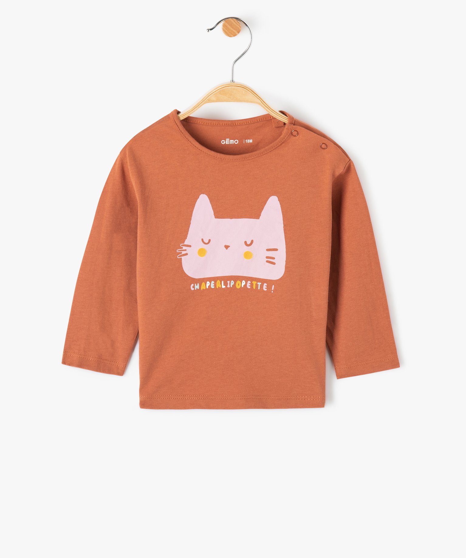 Tee-shirt bébé fille à manches longues imprimé à fentes... marron | GEMO