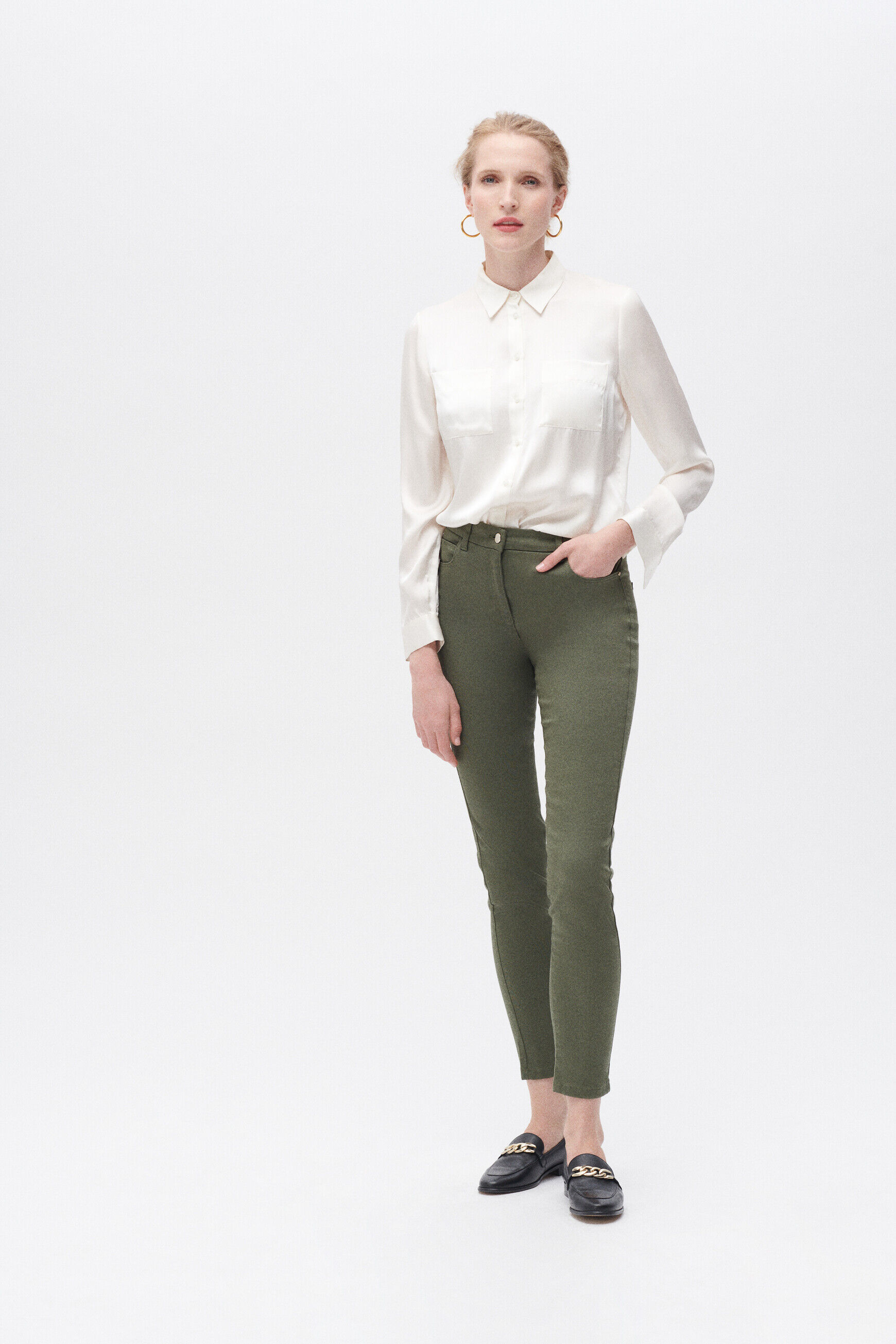 pantalon tony b vert kaki femme