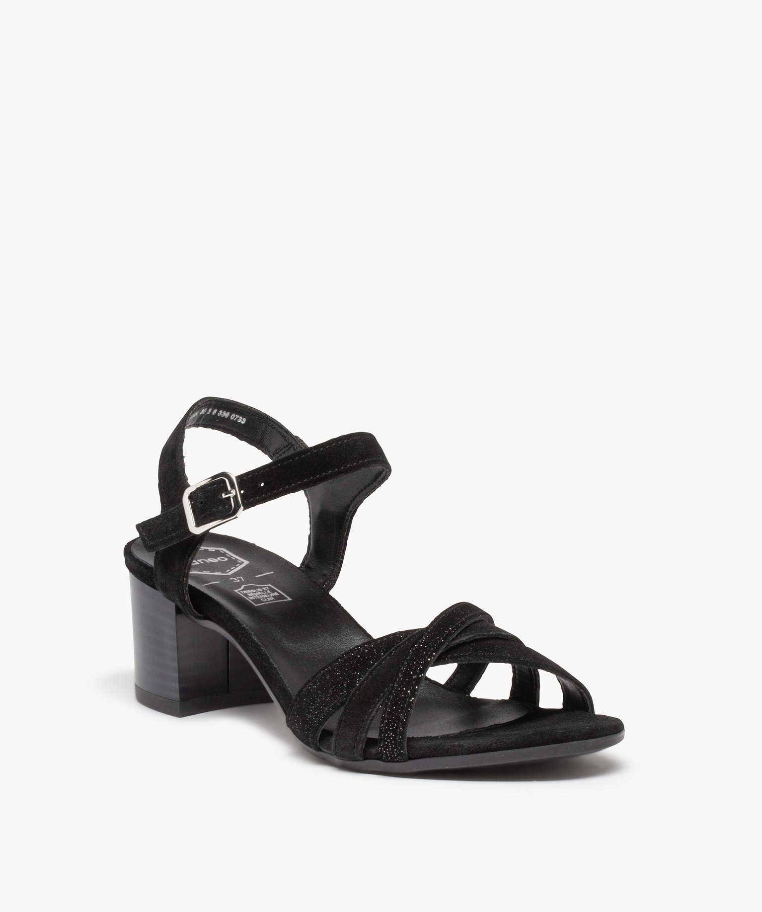 Sandales femme à talon dessus cuir retourné - Tanéo noir | GEMO