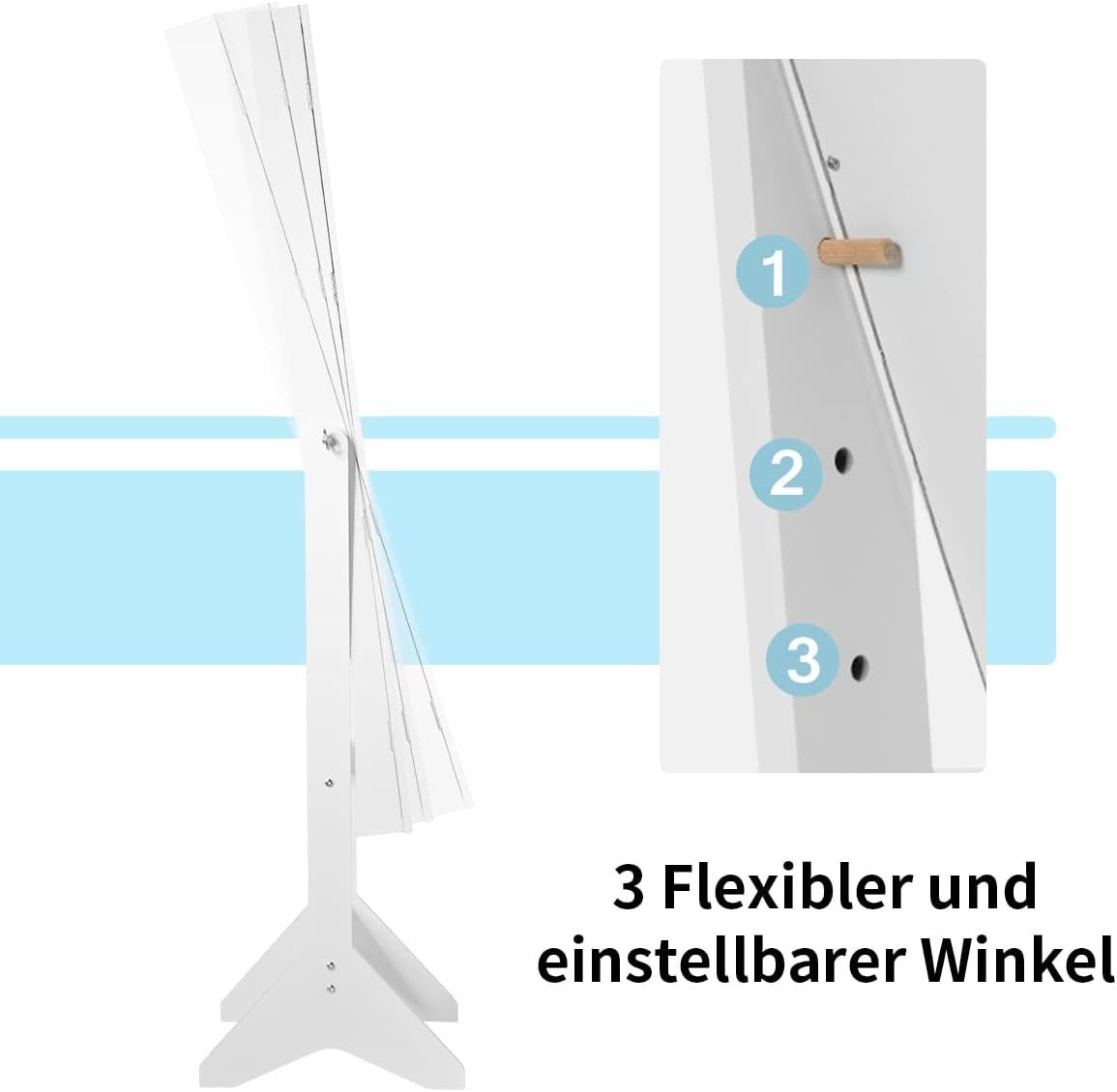 KOMFOTTEU Schmuckschrank mit LED-Beleuchtung Schloss & 2 Schlüsseln, Weiß