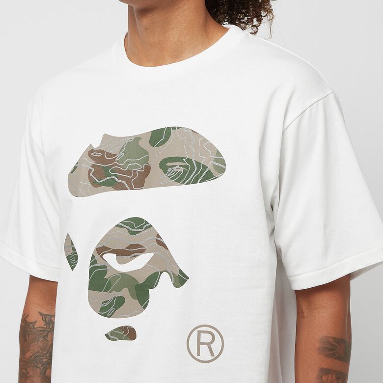 A Bathing Ape Layered Line Camo Ape Face Tee M white beige