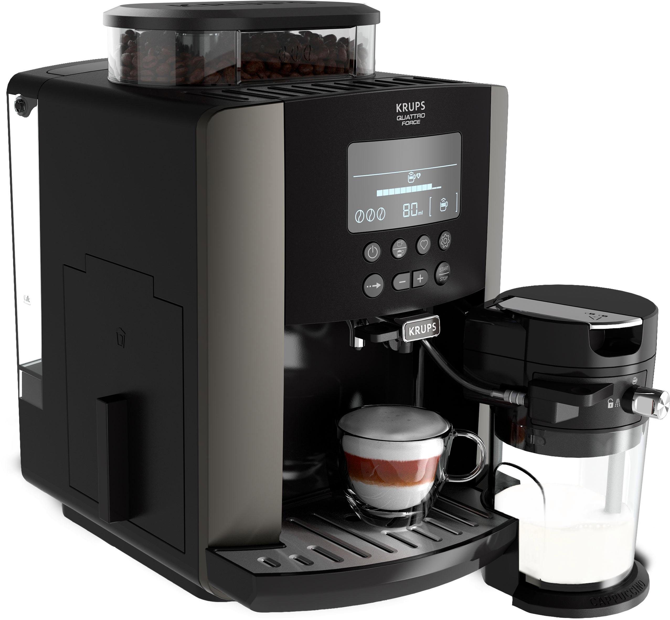 Krups Kaffeevollautomat EA819E Arabica Latte, Wassertankkapazität: 1,7 Liter, Pumpendruck: 15 Bar, LCD-Display