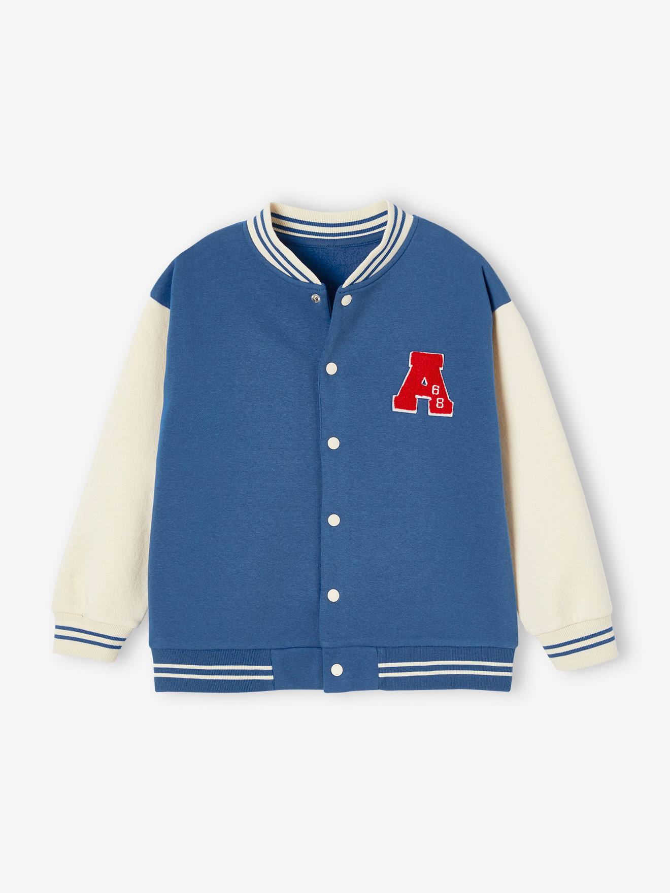 Sweat collège esprit teddy garçon pressionné devant bleu