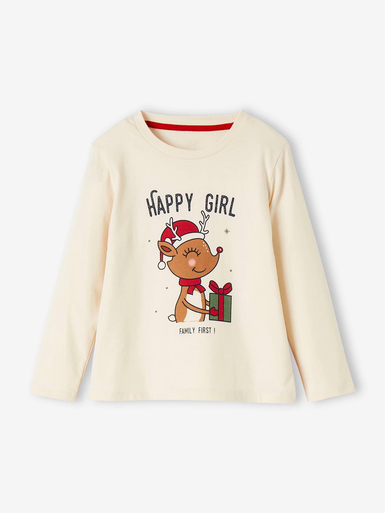 Vertbaudet Mädchen Weihnachts-Schlafanzug - wollweiß