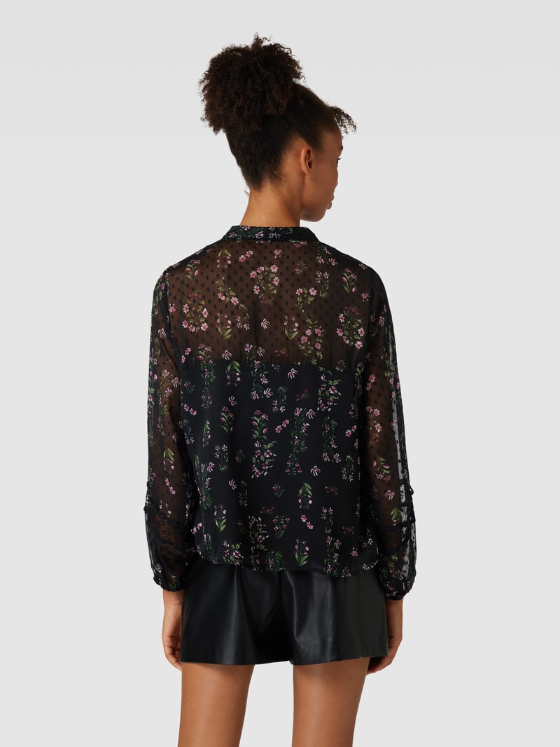 Bluse mit Schlüsselloch-Ausschnitt Modell 'TESSA ELIZA' in schwarz