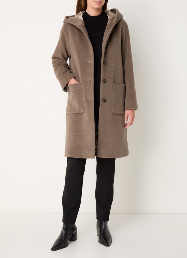 Jachetă de lână cu genți capucha și parka, creată de Gerard Darel Layka.