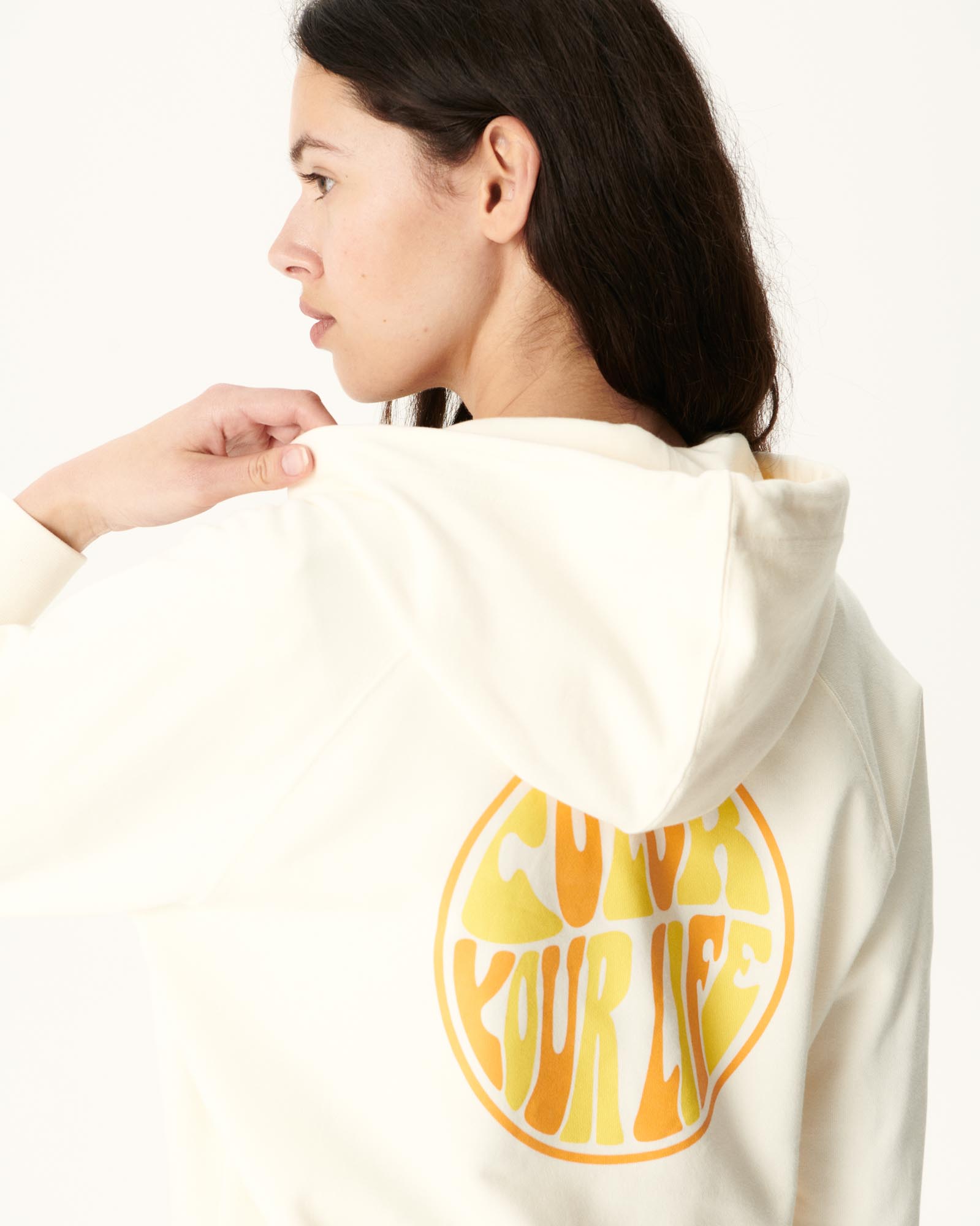 Sweat molleton à capuche femme en coton biologique Ecru Monteria