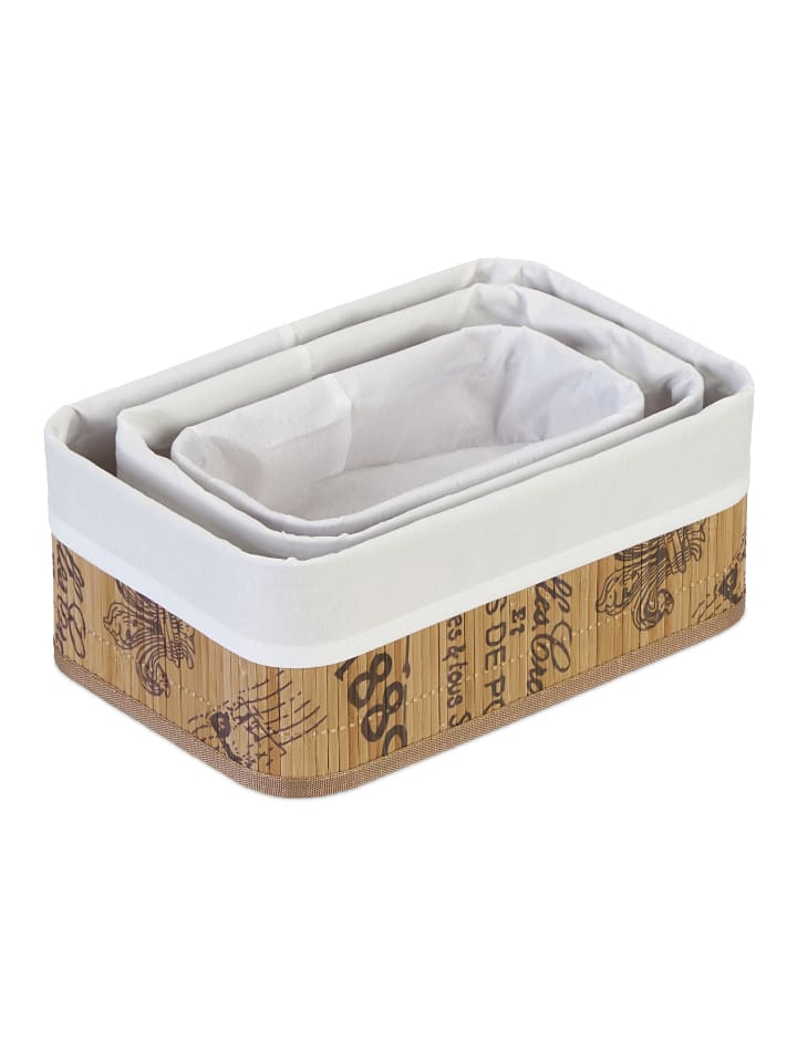 relaxdays 3 x Aufbewahrungskorb in Weiß/ Natur günstig kaufen onesize