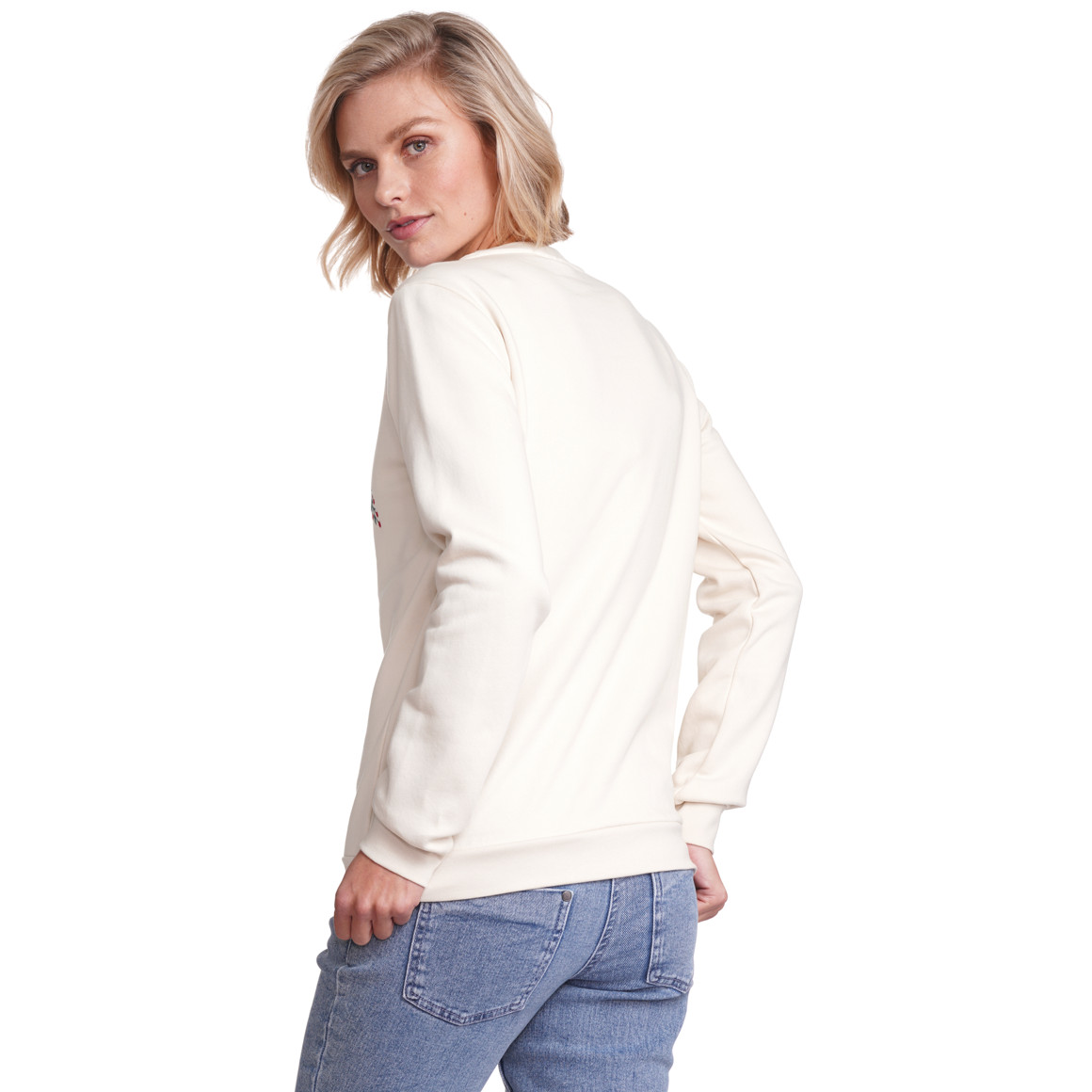 Damen Weihnachtssweatshirt mit Applikation cremeweiss