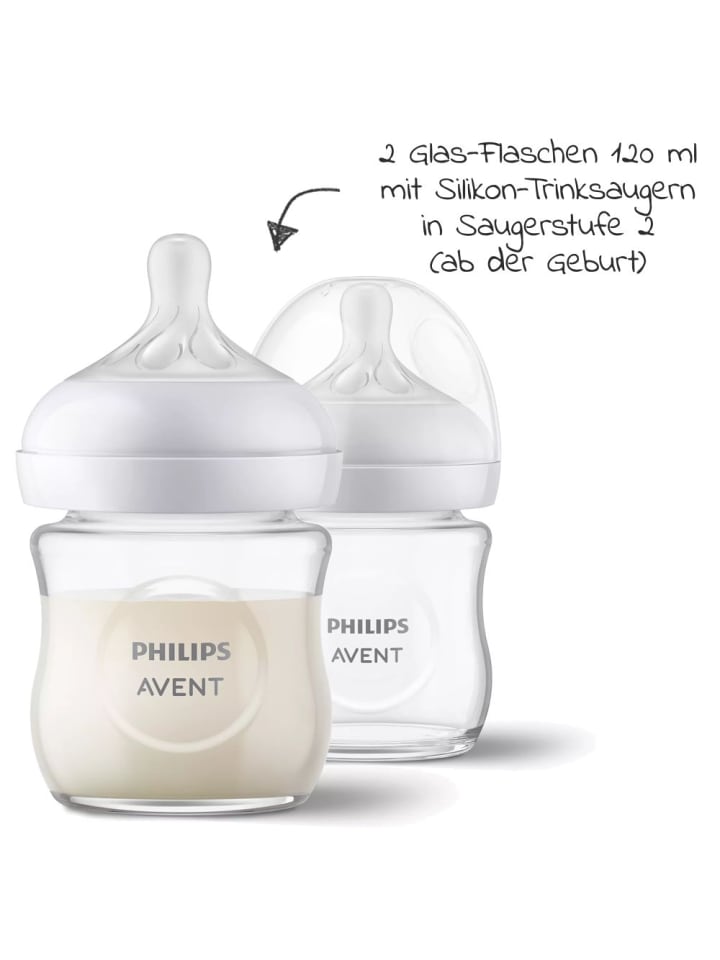 Philips Avent Glas-Flasche 4er Pack Natural Response 120ml & 240ml in weiss günstig kaufen onesize