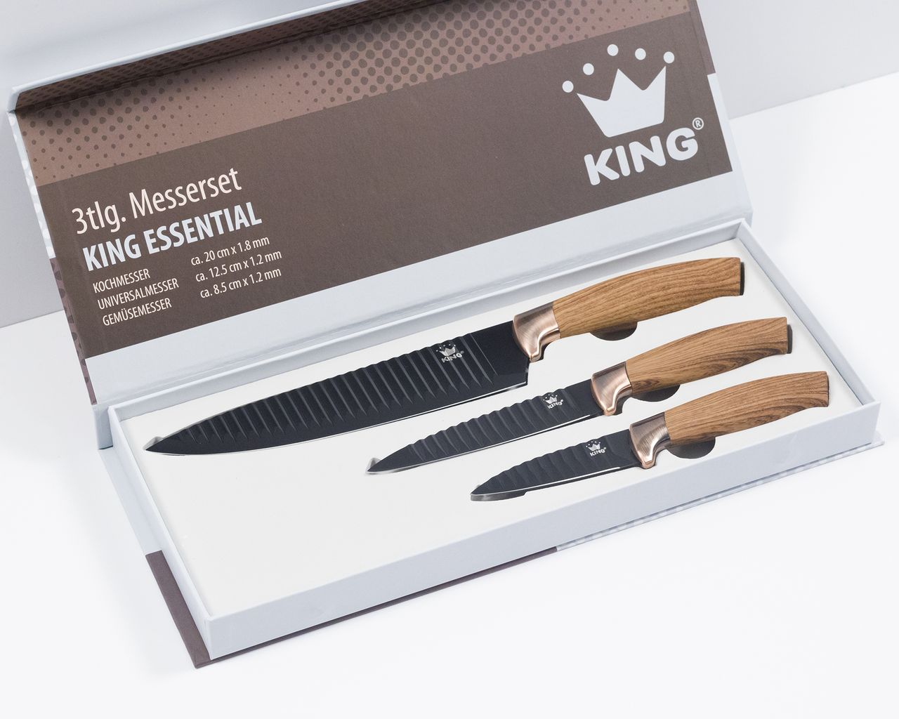 KING 3tlg. Messerset ESSENTIAL im ETUI