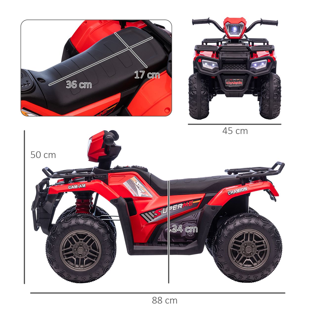 HOMCOM Elektro Kinderquad, Elektroauto, Elektro-Quad, Kinderfahrzeug, Rot