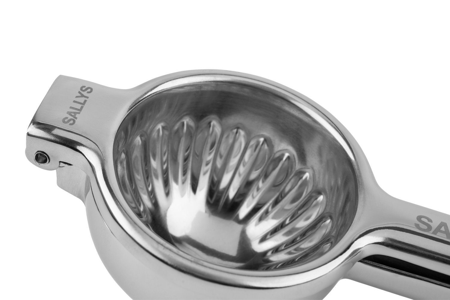 Sallys Zitruspresse All-in-One aus Edelstahl, kernloses Entsaften