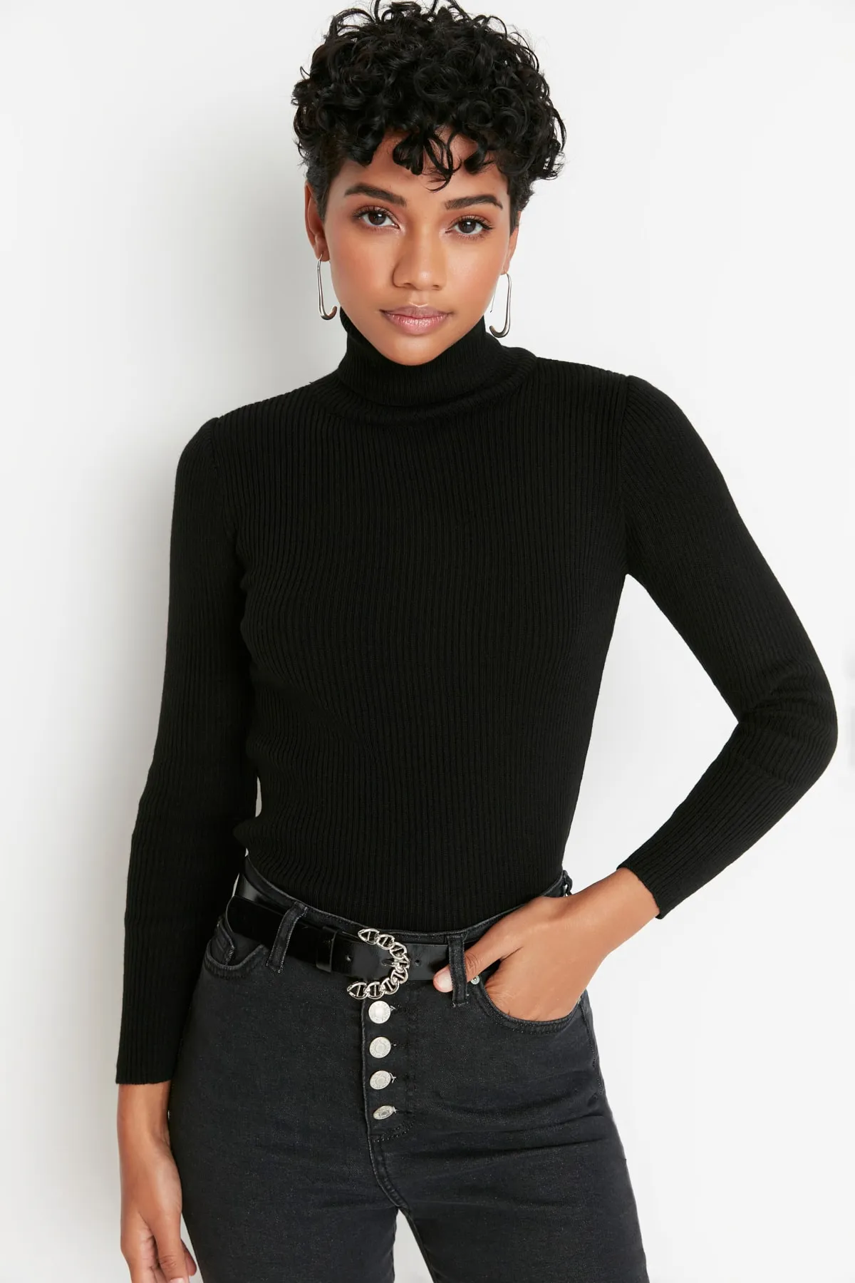 Trendyol Collection  Schwarzer Basic Rollkragenpullover TWOAW21KZ1279