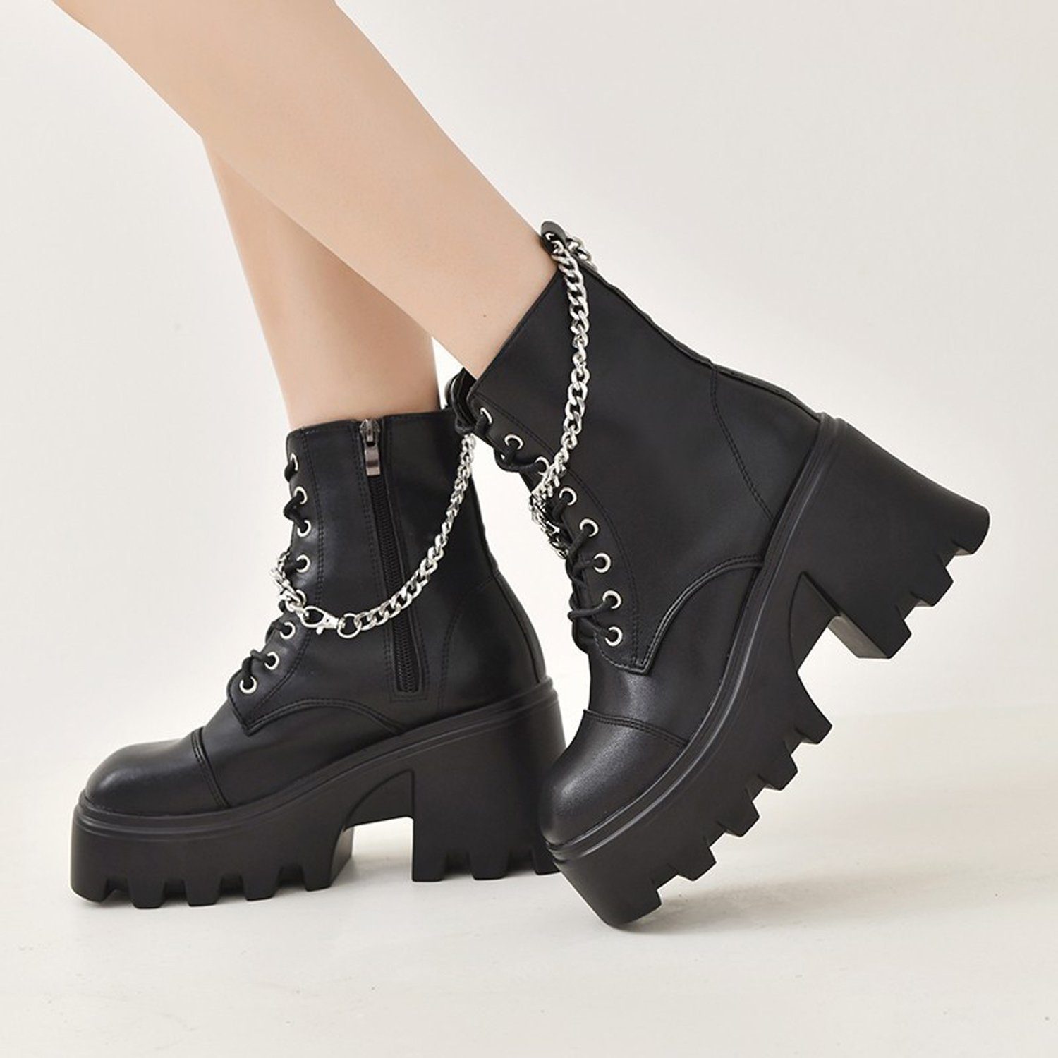 aikidio Hufglocken Schwarze Winterstiefel und High Heels für Damen