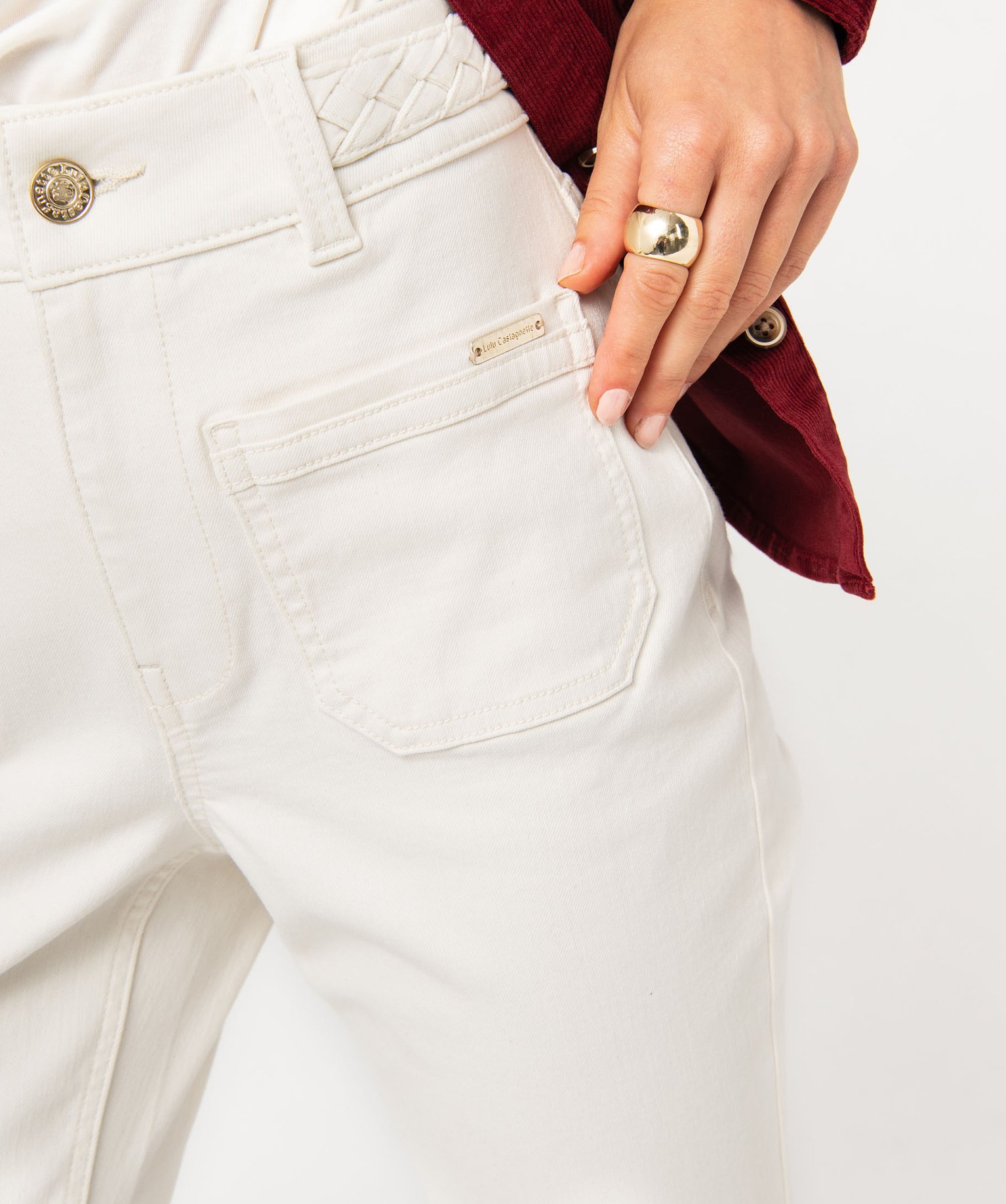 Jean large avec ceinture fantaisie femme - LuluCastagnette camel | GEMO