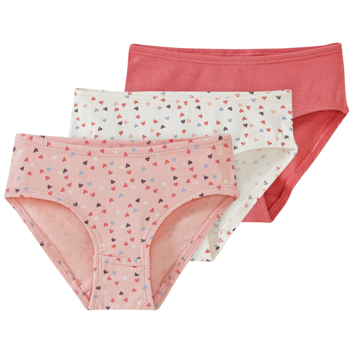 3 Mädchen Slips mit Herzchen-Allover