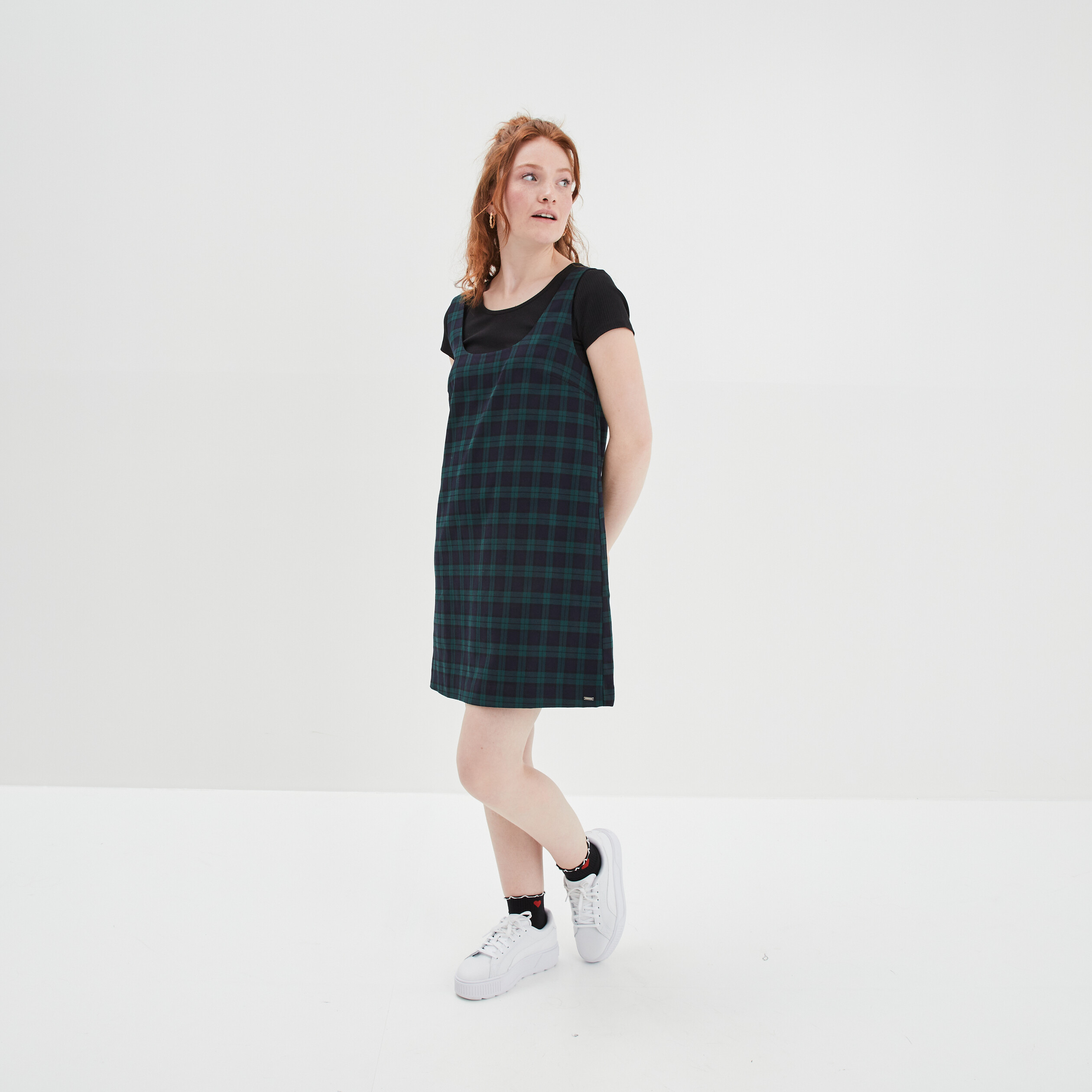 Robe chasuble droite courte bleu marine femme | La Halle