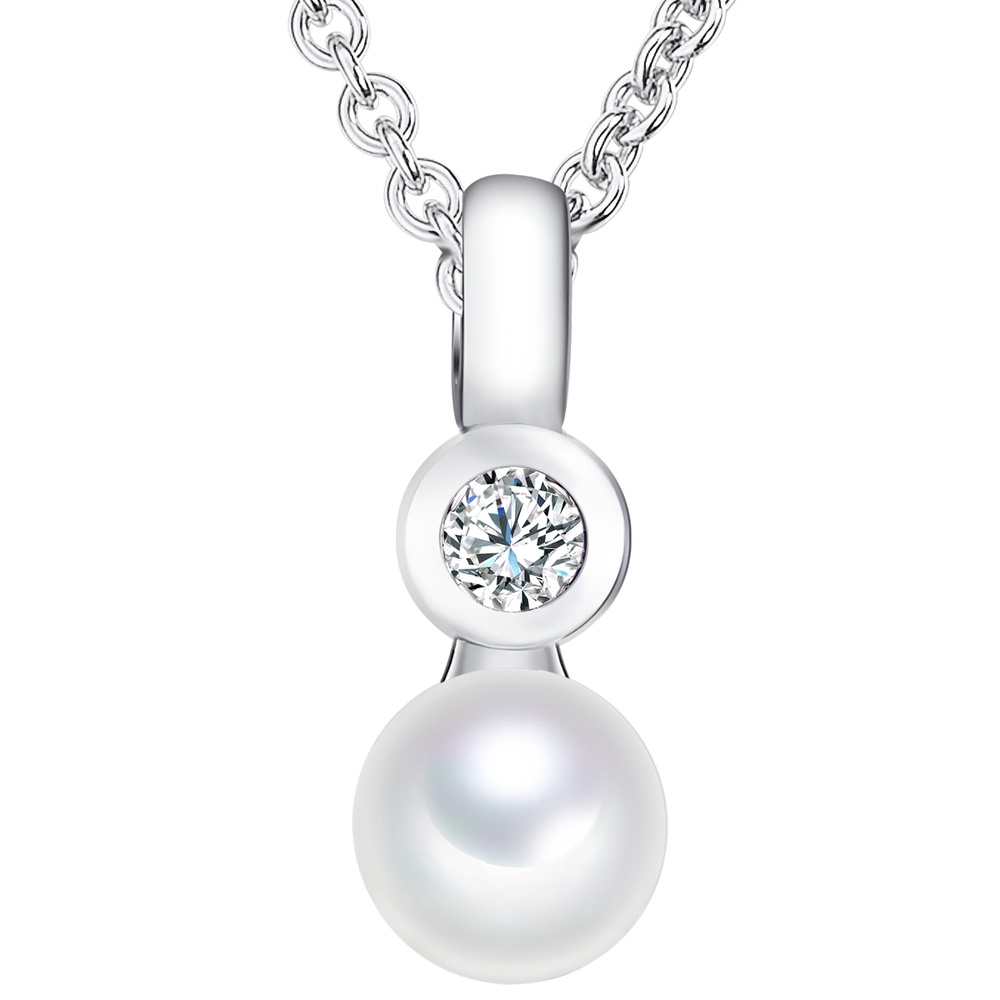 Valero Pearls Collier de perles Argent sterling Oxyde de zirconium (CZ) Perle de culture d'eau  collier