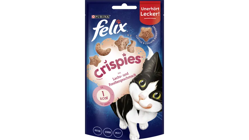 PURINA Felix Crispies mit Lachs- und Forellengeschmack Katzensnacks 45g Beutel 45 g