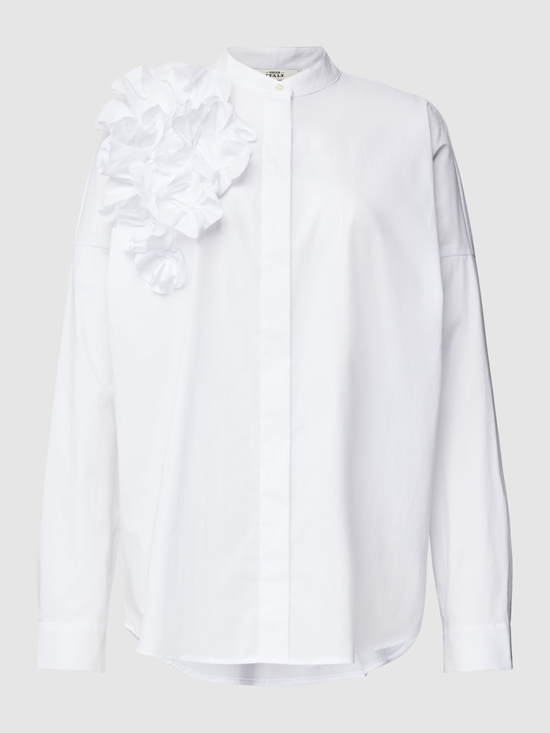 Bluse mit floralen Applikationen Modell 'Sonja Flower' in weiß