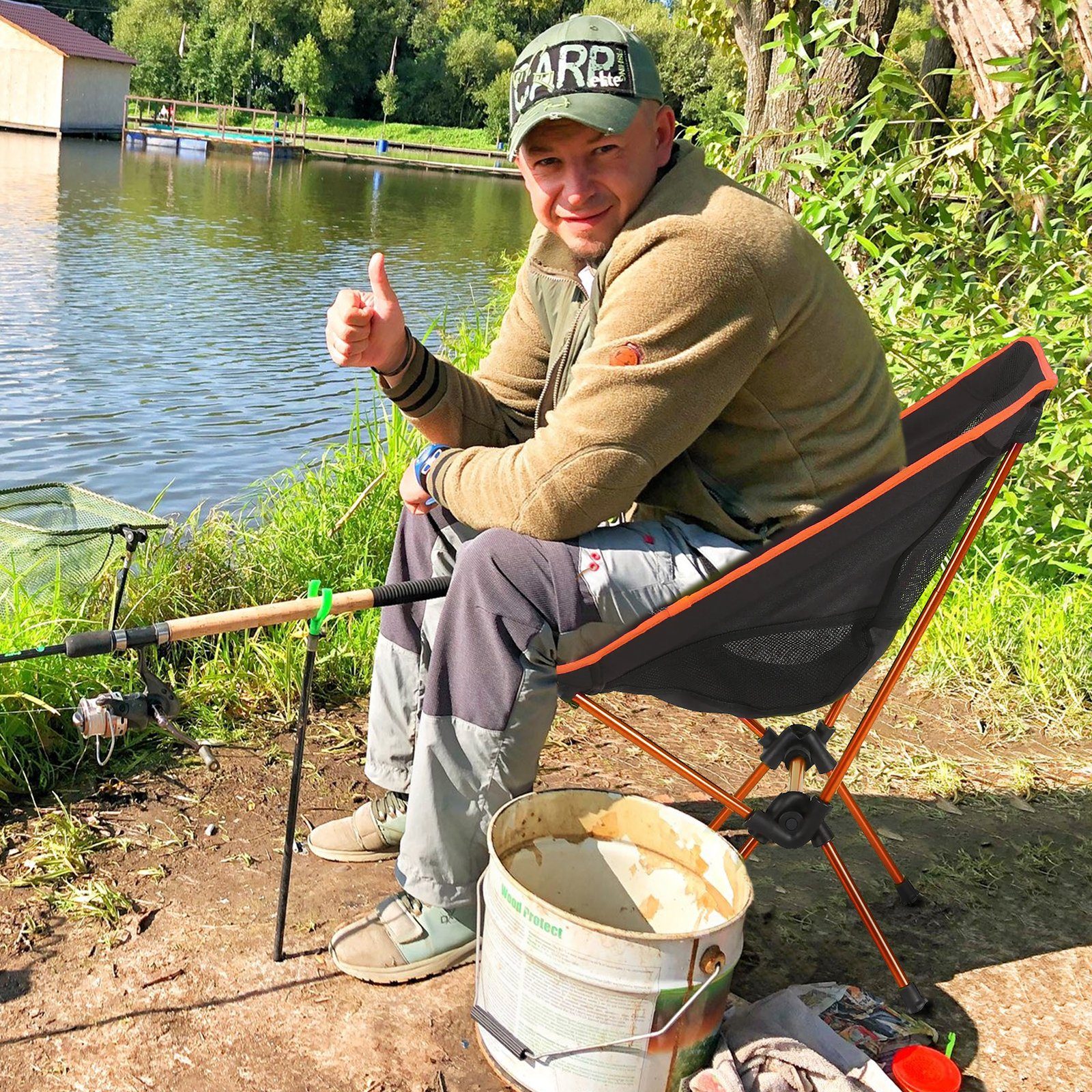 CALIYO Campingstuhl Campingstuhl Faltbar Camping Stuhl Tragbarer Campingstühle Angelstuhl (1 St), Campingstuhl 100kg Ultraleichter Kleiner Klappstuhl mit Tragetasche