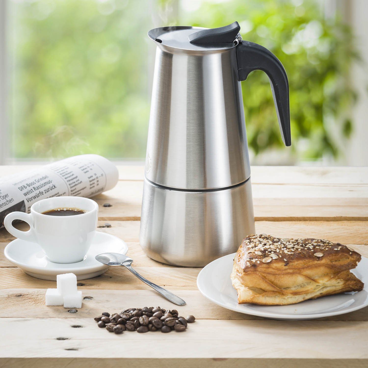 Coffee Fox Espressokocher Kaffeebereiter Kaffeekocher, Espresso-Kanne aus Edelstahl