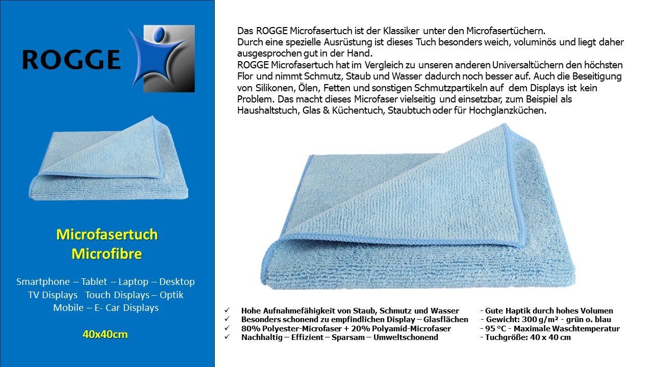 Rogge ROGGE Bildschirmreiniger 1. Liter inkl. Microfasertuch Sprühreiniger (2-St)
