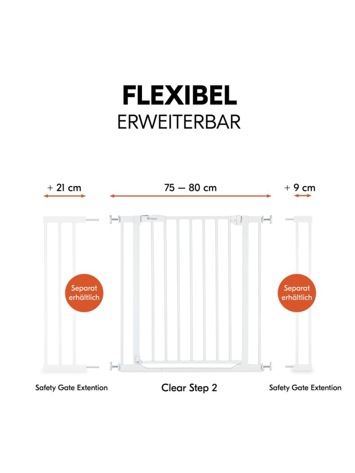 Hauck Türschutzgitter / Treppenschutzgitter Clear Step 2 in grau günstig kaufen onesize