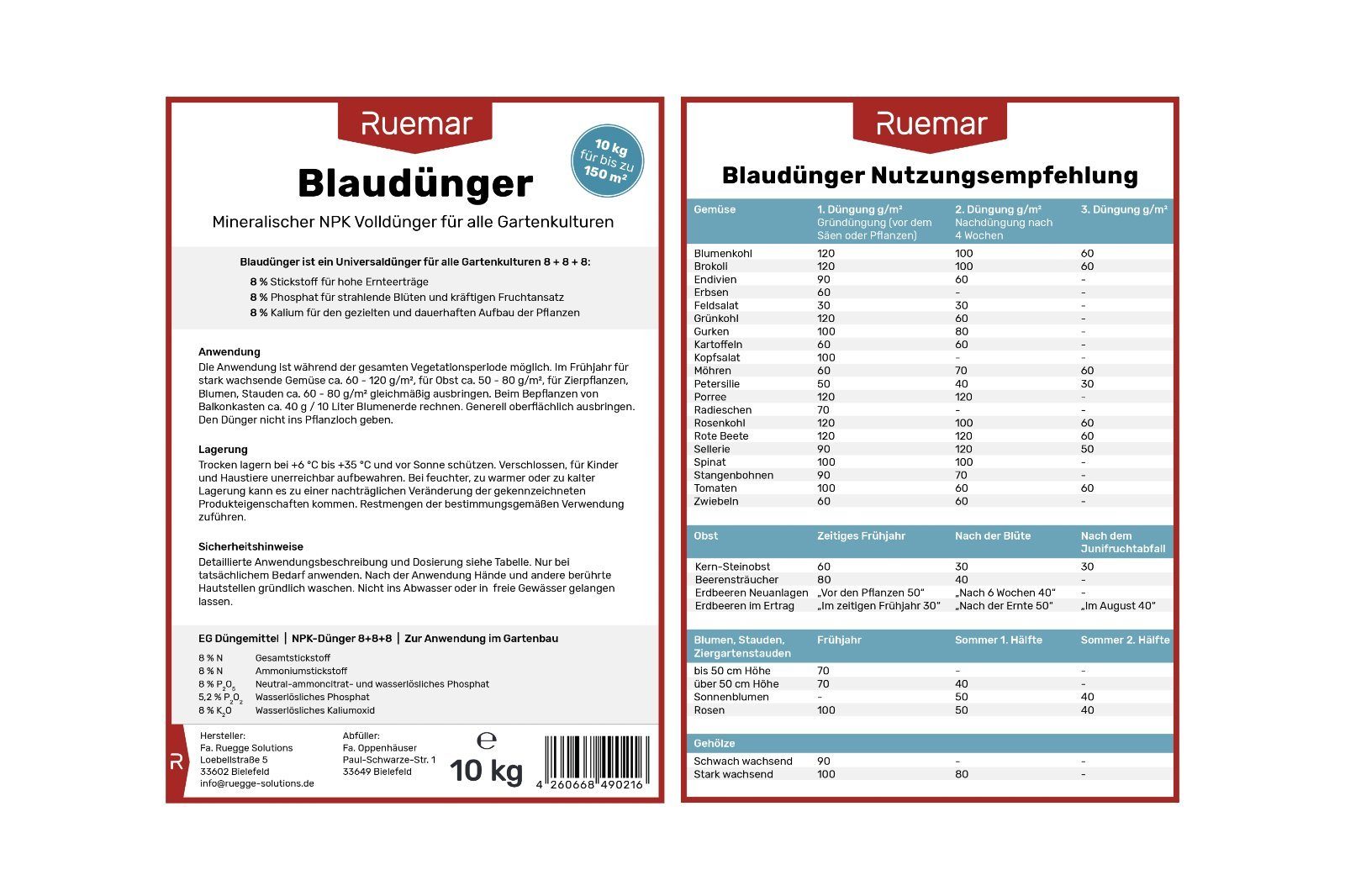 Ruemar Blaudünger Ruemar Blaudünger, Korn, 1-St.