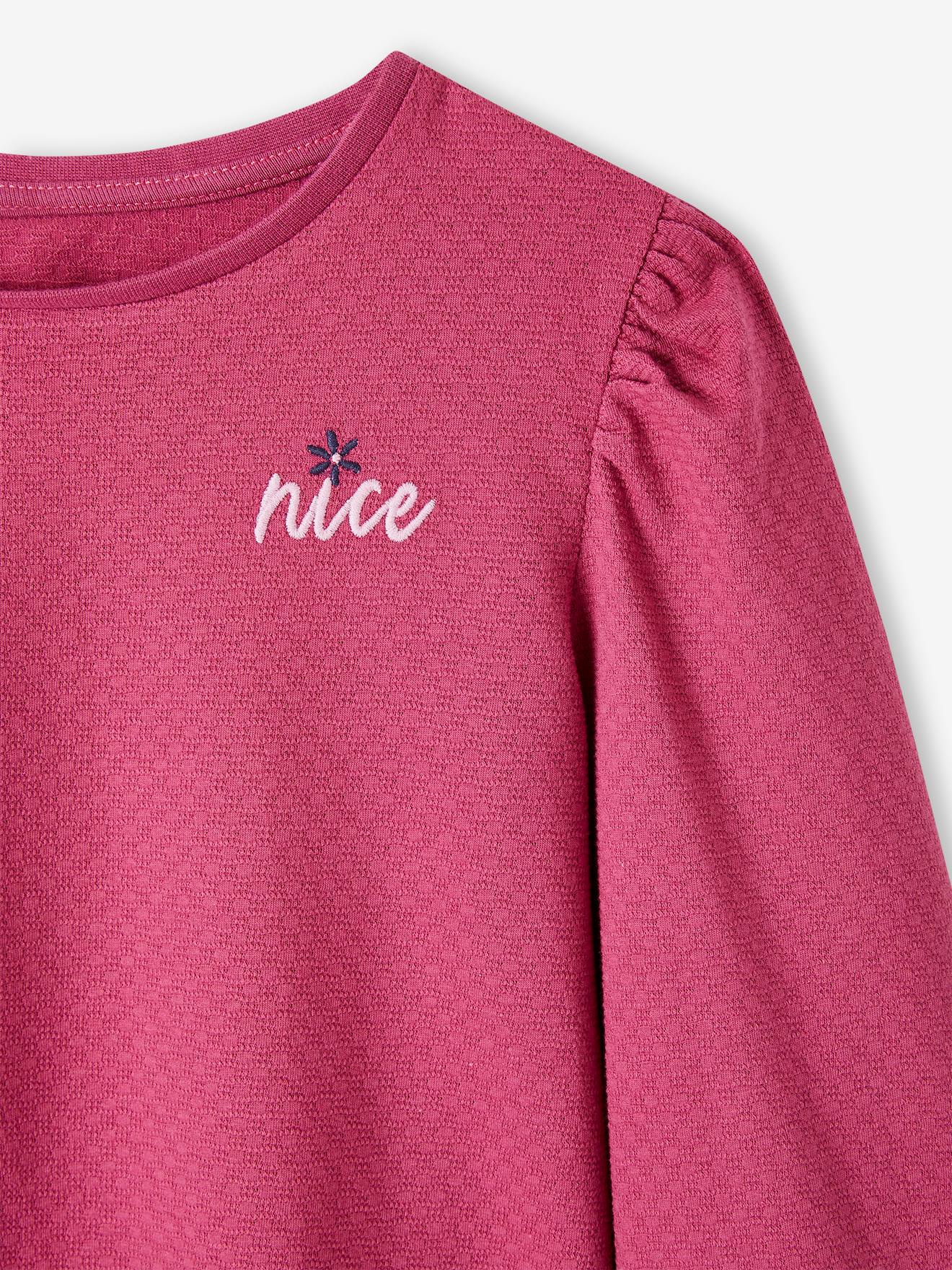 Vertbaudet Mädchen Shirt mit Puffärmeln - dunkelviolett
