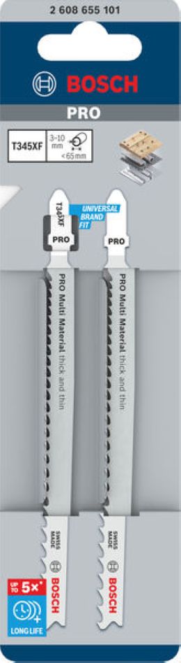 Bosch plavi pribor 2608655101 PRO Višenamjenski debeli i tanki list ubodne pile T345XF 132 mm, 2 dijela